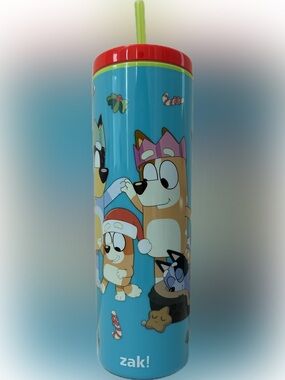 Zak! Christmas Bluey Tumbler with Straw